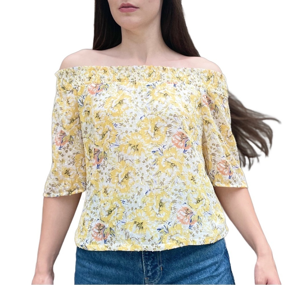 Joie Floral Spring Summer Off Shoulder Blouse Top Small